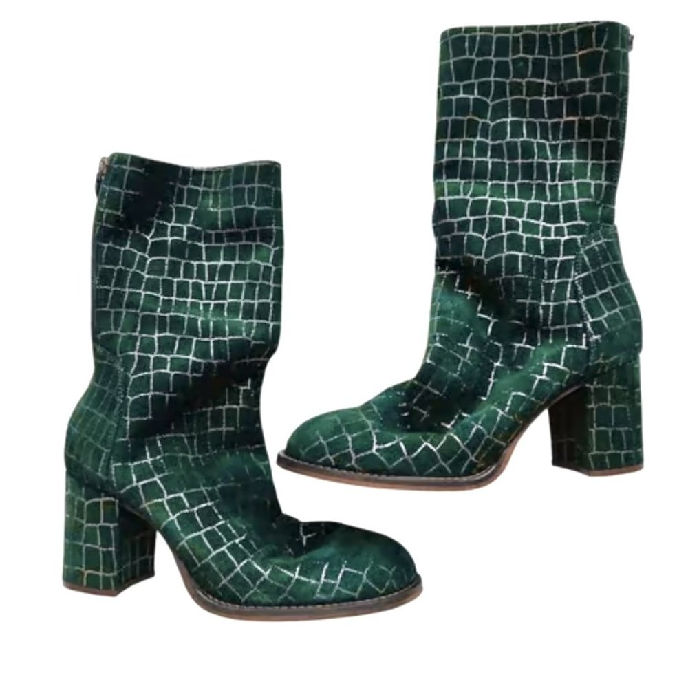 NEW! FREE PEOPLE Elle Slouchy Boots Pine Suede Diamonds Size 38.5 EU